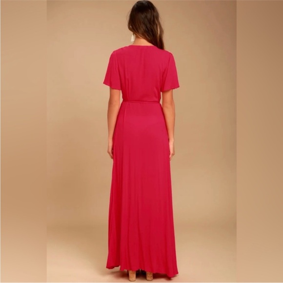 Lulu’s Red Wrap Maxi Dress - Picture 5 of 6